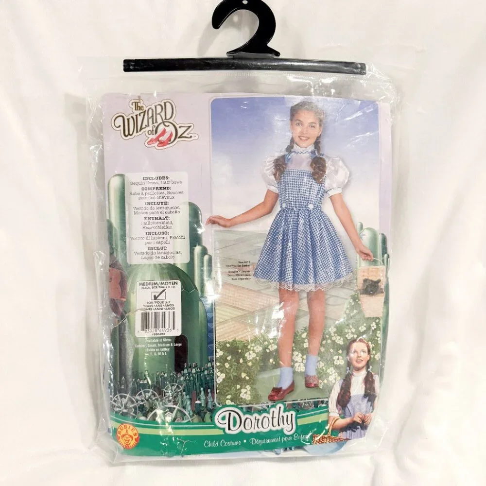 Dorothy Wizard of Oz Girls Halloween Dress‎ Up Costume Dress with Bows Med 8-10